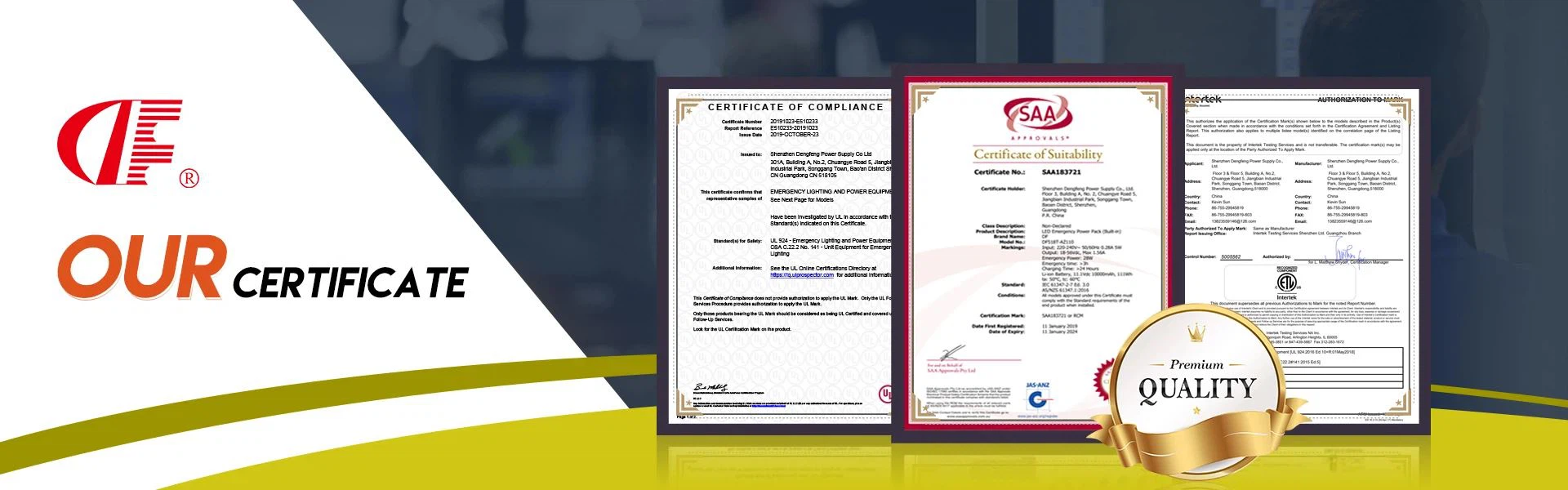 OUR CERTIFICATE